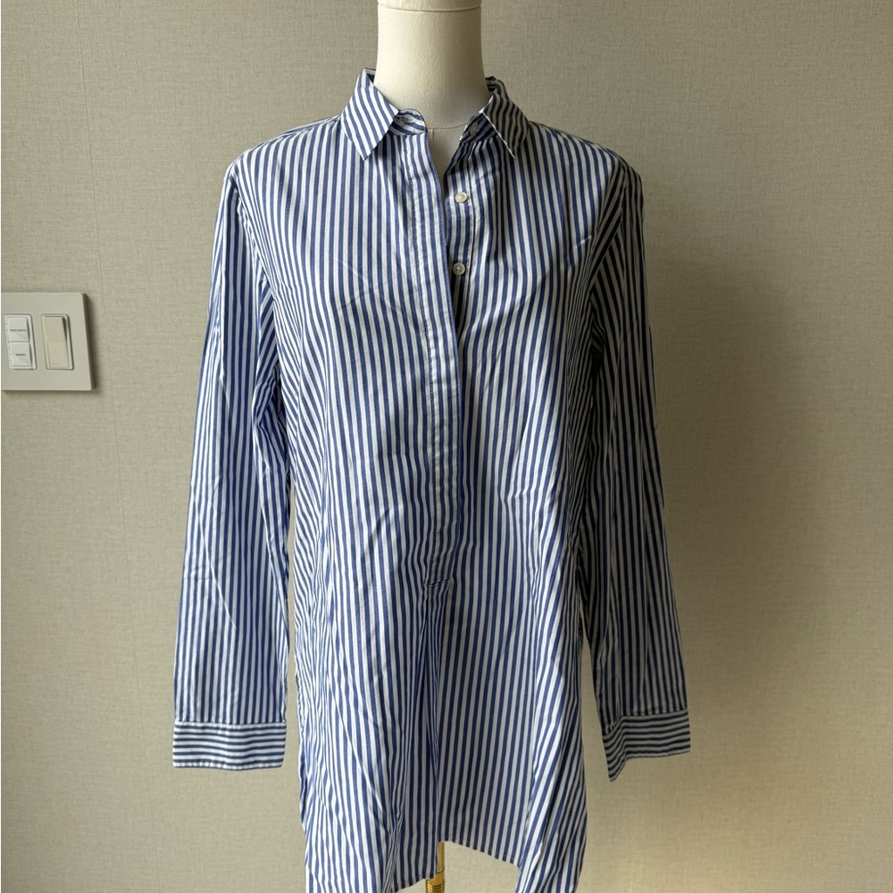 Banana Republic Blue and White Vertical Stripe Button-Down Shirt